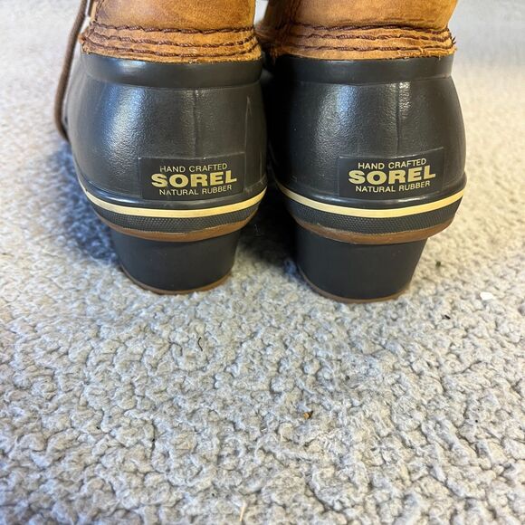Sorel Fancy Lace II Boots Womens 10 Brown Suede Leather Duck Snow Mid Calf - Picture 5 of 12